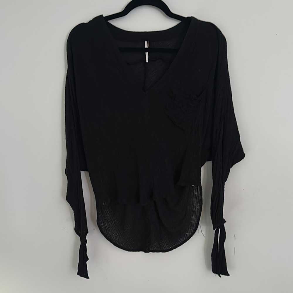 Free People Morning Black Dolman Sleeve Blouse
